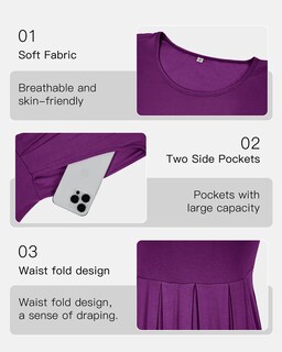 Foto 2 | Foto 2 | Vestido Auselily Para Mujer Manga Corta Verano Largo Hasta La Rodilla - Venta Internacional.