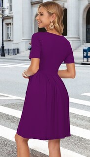 Foto 6 | Foto 6 | Vestido Auselily Para Mujer Manga Corta Verano Largo Hasta La Rodilla - Venta Internacional.