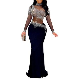 Foto 1 | Foto 1 | Vestido Nagfar Sexy De Malla Transparente Con Diamantes De Imitación Para Mujer Color Negro - Venta Internacional.
