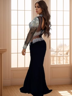 Foto 2 | Foto 2 | Vestido Nagfar Sexy De Malla Transparente Con Diamantes De Imitación Para Mujer Color Negro - Venta Internacional.
