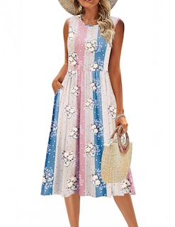 Foto 2 | Foto 2 | Vestido Midi Zeagoo Camiseta Sin Mangas Estampado Floral De Verano Para Mujer - Venta Internacional.