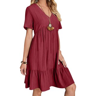 Foto 1 | Foto 1 | Vestido De Verano Gchanao 2025 Para Mujer De Manga Corta Con Cuello En V - Venta Internacional.