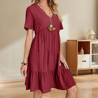 Foto 2 | Foto 2 | Vestido De Verano Gchanao 2025 Para Mujer De Manga Corta Con Cuello En V - Venta Internacional.
