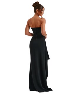 Foto 2 | Foto 2 | Vestido De Fiesta Gdjdifk De Chifón Sin Tirantes Con Abertura Negro - Venta Internacional.