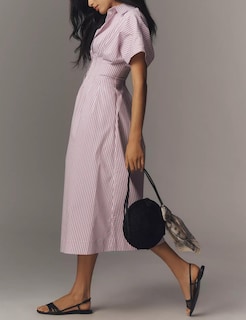 Foto 2 | Foto 2 | Vestido Maxi Camisero Jeibkouy A Rayas De Manga Corta Morado Para Mujer - Venta Internacional.