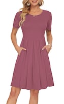 Vestido Auselily Para Mujer Manga Corta Manga Corta Largo Hasta La Rodilla Color Malva - Venta Internacional.