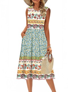 Foto 2 | Foto 2 | Vestido De Verano Zeagoo 2025 Sin Mangas Con Estampado Floral Para Mujer - Venta Internacional.