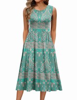 Vestido Zeagoo Sin Mangas Con Estampado Floral Y Cuello Redondo Para Mujer - Venta Internacional.