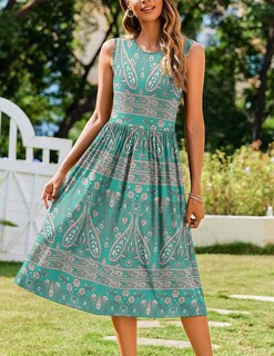 Foto 3 | Foto 3 | Vestido Zeagoo Sin Mangas Con Estampado Floral Y Cuello Redondo Para Mujer - Venta Internacional.