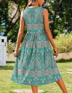 Foto 5 | Foto 5 | Vestido Zeagoo Sin Mangas Con Estampado Floral Y Cuello Redondo Para Mujer - Venta Internacional.