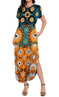 Foto 2 | Foto 2 | Vestido Largo Jeqeocafy Casual De Verano De Manga Corta Para Mujer - Venta Internacional.