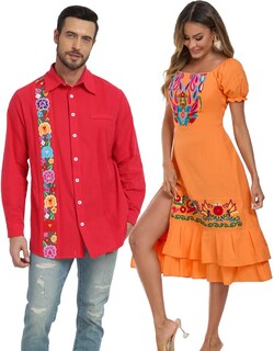 Foto 6 | Foto 6 | Vestido Largo Yzxdorwj Con Volantes Bordados Mexicanos Para Mujer - Venta Internacional.
