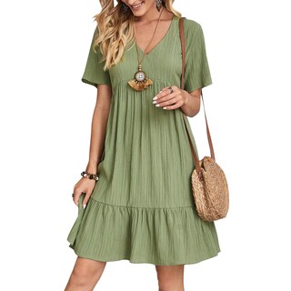 Foto 1 | Foto 1 | Vestido De Verano Gchanao Casual Holgado Con Cuello En V Verde 3xl Para Mujer - Venta Internacional.