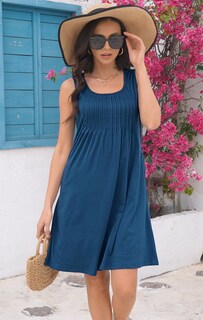 Foto 2 | Foto 2 | Vestido Disamer Sun Para Mujer 2025 Vacation Plisado Azul Marino - Venta Internacional.