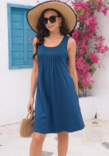 Foto 3 | Foto 3 | Vestido Disamer Sun Para Mujer 2025 Vacation Plisado Azul Marino - Venta Internacional.