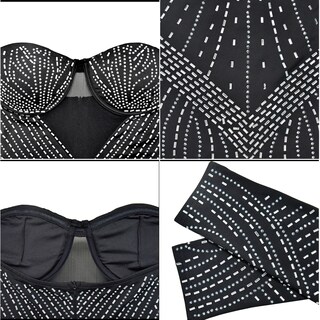 Foto 4 | Foto 4 | Minivestido Cutubly Sexy Manga Larga Ropa De Club Con Strass - Venta Internacional.
