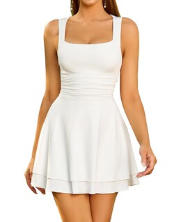 Foto 1 | Foto 1 | Vestido Glnege Casual De Verano Con Cuello Cuadrado Y Dobladillo Con Volantes Para Mujer - Venta Internacional.