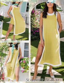 Foto 5 | Foto 5 | Set De 2 Piezas De Vestido Largo Eshesy Para Mujer Color Block Amarillo - Venta Internacional.