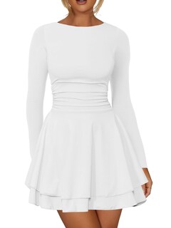 Foto 1 | Foto 1 | Vestido Kaximil Para Mujer Cuello Redondo Manga Larga Corsé Y Dobladillo Con Volantes - Venta Internacional.