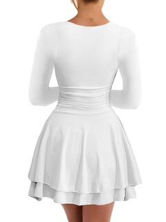 Foto 2 | Foto 2 | Vestido Kaximil Para Mujer Cuello Redondo Manga Larga Corsé Y Dobladillo Con Volantes - Venta Internacional.