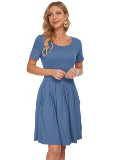 Foto 5 | Foto 5 | Vestido Auselily De Verano Para Mujer Manga Corta Largo Hasta La Rodilla - Venta Internacional.