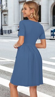 Foto 6 | Foto 6 | Vestido Auselily De Verano Para Mujer Manga Corta Largo Hasta La Rodilla - Venta Internacional.