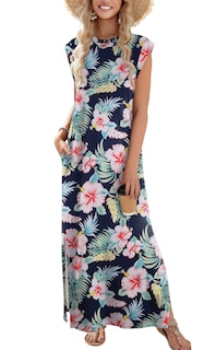Foto 7 | Foto 7 | Vestido Largo Zeagoo 2025 Casual De Verano Sin Mangas Rojo Floral - Venta Internacional.