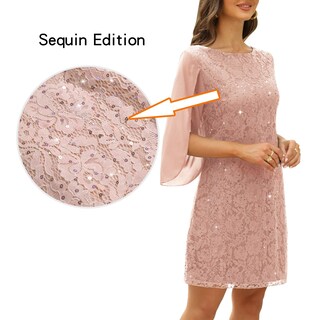 Foto 2 | Foto 2 | Vestido Cooan Para Invitadas A Una Boda Cóctel Y Formal Encaje Y Lentejuelas Para Mujer - Venta Internacional.