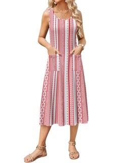 Foto 1 | Foto 1 | Vestido Midi Zeagoo Casual De Verano Con Estampado Floral Con Bolsillos Para Mujer - Venta Internacional.