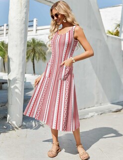 Foto 4 | Foto 4 | Vestido Midi Zeagoo Casual De Verano Con Estampado Floral Con Bolsillos Para Mujer - Venta Internacional.