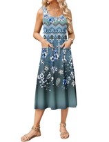 Vestido Midi Zeagoo Con Estampado Floral En A Cintura Alta Y Bolsillos Para Mujer - Venta Internacional.