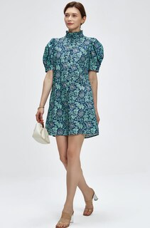 Foto 6 | Foto 6 | Vestido Ladyful Summer Floral De Manga Corta Con Botones Azules Para Mujer - Venta Internacional.