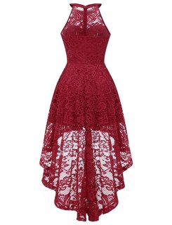 Foto 4 | Foto 4 | Vestido Dressystar Halter De Encaje Para Cóctel Boda Rojo Oscuro Xxl - Venta Internacional.