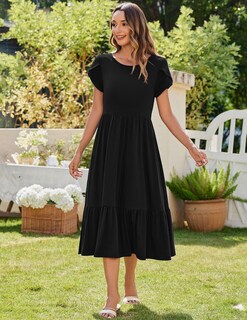 Foto 5 | Foto 5 | Vestido Zeagoo Camiseta De Manga Corta Escalonada Con Bolsillos Negra Talla M - Venta Internacional.