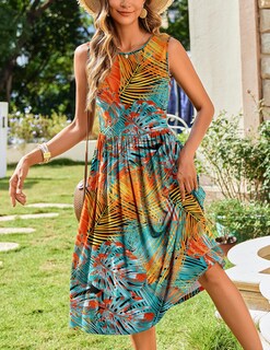Foto 4 | Foto 4 | Vestido Midi Zeagoo Sin Mangas Con Cuello En O Vestido Sin Mangas De Verano - Venta Internacional.