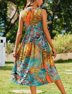 Foto 5 | Foto 5 | Vestido Midi Zeagoo Sin Mangas Con Cuello En O Vestido Sin Mangas De Verano - Venta Internacional.
