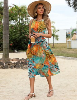 Foto 6 | Foto 6 | Vestido Midi Zeagoo Sin Mangas Con Cuello En O Vestido Sin Mangas De Verano - Venta Internacional.
