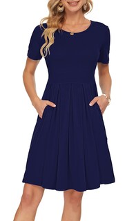 Foto 1 | Foto 1 | Vestido Auselily De Verano Para Mujer Manga Corta Largo Hasta La Rodilla - Venta Internacional.