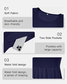 Foto 2 | Foto 2 | Vestido Auselily De Verano Para Mujer Manga Corta Largo Hasta La Rodilla - Venta Internacional.