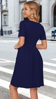 Foto 6 | Foto 6 | Vestido Auselily De Verano Para Mujer Manga Corta Largo Hasta La Rodilla - Venta Internacional.