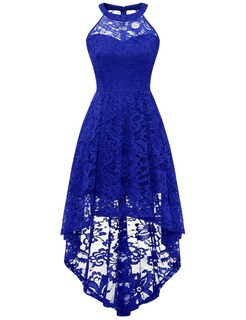 Foto 1 | Foto 1 | Vestido Dressystar Halter De Encaje Para Cóctel Boda Azul Real Xl - Venta Internacional.