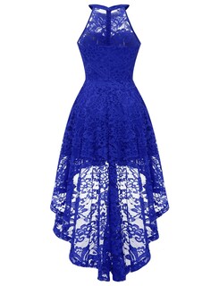 Foto 4 | Foto 4 | Vestido Dressystar Halter De Encaje Para Cóctel Boda Azul Real Xl - Venta Internacional.