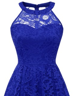 Foto 6 | Foto 6 | Vestido Dressystar Halter De Encaje Para Cóctel Boda Azul Real Xl - Venta Internacional.