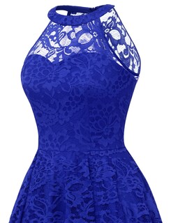 Foto 7 | Foto 7 | Vestido Dressystar Halter De Encaje Para Cóctel Boda Azul Real Xl - Venta Internacional.