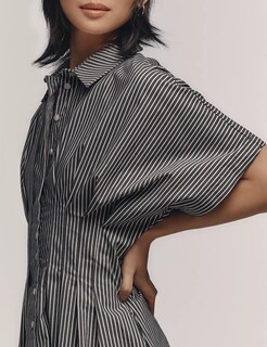Foto 4 | Foto 4 | Vestido Jeibkouy De Verano De Manga Corta Con Botones En La Parte Delantera A Rayas - Venta Internacional.