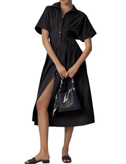 Foto 1 | Foto 1 | Vestido Largo Dsewpaur A Rayas Con Botones En La Parte Delantera Plisado Para Mujer - Venta Internacional.