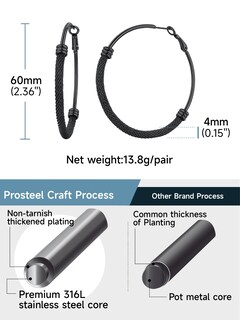 Foto 5 | Foto 5 | Pendientes Prosteel Hoops De Acero Inoxidable De 60 Mm Para Mujer - Venta Internacional.