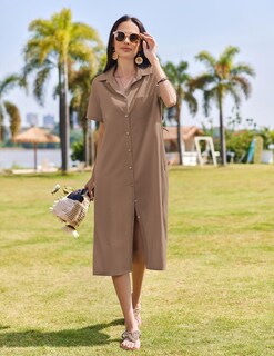 Foto 4 | Foto 4 | Vestido Hotouch De Lino Holgado Casual De Verano Con Bolsillos Para Mujer - Venta Internacional.