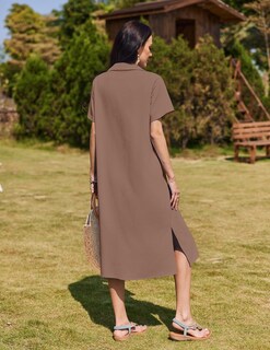 Foto 5 | Foto 5 | Vestido Hotouch De Lino Holgado Casual De Verano Con Bolsillos Para Mujer - Venta Internacional.