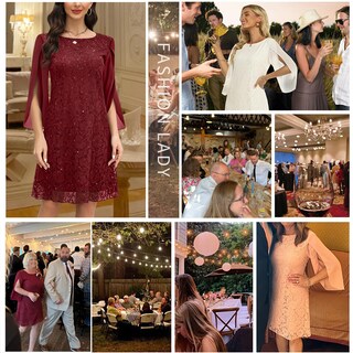 Foto 4 | Foto 4 | Vestido Cooan Para Invitadas A Una Boda Cóctel Y Formal Encaje Y Lentejuelas Para Mujer - Venta Internacional.